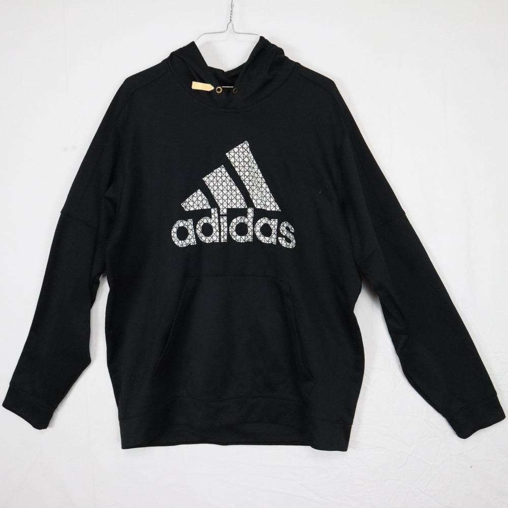 Adidas Hoodie Mens XL Activewear Pullover Sweatshirt Logo Black Long Sleeve